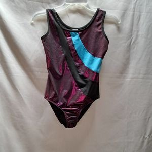 Unbranded Purple Shimmer Color Block Leotard Gymnastics  Dance Practice. READ